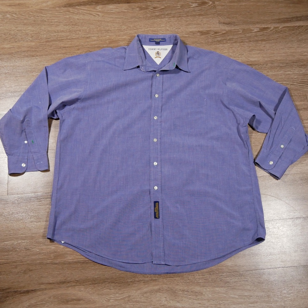 Vintage Tommy‎ Hilfiger Men's Casual Blue Button Down Shirt